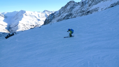 The Arc'teryx Cerium LT Hoody worked brilliantly as a midlayer in cold weather. I used mine layered under a hard shell when skiing as seen here in La Grave, France.