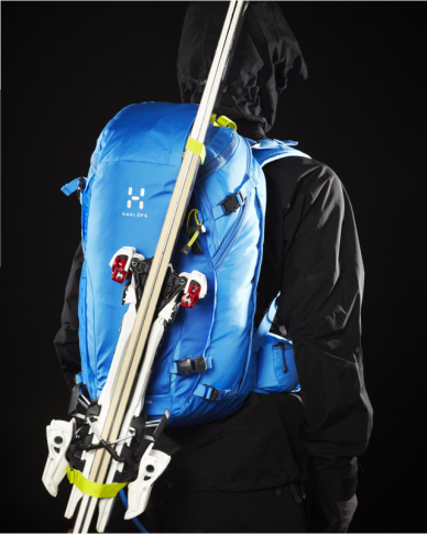 Haglfs VOJD 18 ABS Ski Pack ski carry system.